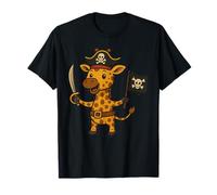 Adorabile Avventura Pirata Giraffa con Bandiera Jolly Roger Maglietta