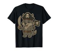 Adorabile Avventura Pirata Lupo con Bandiera Jolly Roger Maglietta