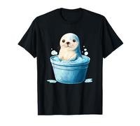 Adorabile Baby Seal in Blue Bubble Bath Scene Maglietta