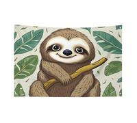 Adorabile bandiera con bradipo con 4 occhielli, bandiere su un lato in poliestere resistente, striscioni resistenti alle intemperie per dormitori, feste, riprese, festival, decorazione 61 x 88,9 cm