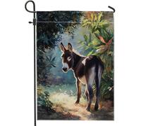 Adorabile bandiera da giardino con asino, bandiera colorata con animali artistici per la decorazione della casa per la primavera e l'estate, bandiera su entrambi i lati per prato esterno 30,5 x 45,7