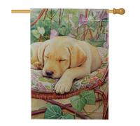 Adorabile bandiera da giardino con cucciolo di labrador giallo, striscione decorativo per amanti degli animali, bandiera per prato esterno su entrambi i lati, decorazione per la casa a tema cane