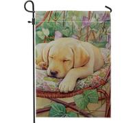 Adorabile bandiera da giardino con cucciolo di labrador giallo, striscione decorativo per amanti degli animali, bandiera per prato esterno su entrambi i lati, decorazione per la casa a tema cane