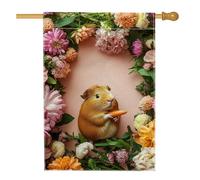 Adorabile bandiera da giardino floreale con porcellini d'India, vivace decorazione per esterni, striscione a doppio lato con simpatici animali per decorazione primaverile estiva 71 x 101 cm