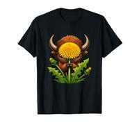 Adorabile Bisonte Che Tiene Fiore di tarassaco Maglietta