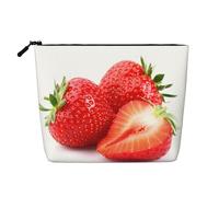 Adorabile borsa per cosmetici da donna, organizer portatile da viaggio, borsa da toilette con chiusura a zip, Fragola fresca., Taglia unica