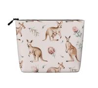 Adorabile borsa per cosmetici da donna, organizer portatile da viaggio, borsa da toilette con chiusura a zip, Funny Cartoon Kangaroo Zoo, Taglia unica
