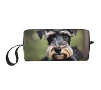Adorabile borsa per il trucco con stampa Schnauzer, borsa per cosmetici resistente, borsa da viaggio per il trucco, regalo essenziale per donne e uomini, bianco, Taglia unica
