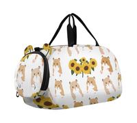 Adorabile borsone da viaggio con maiali grigi rosa bianchi per ragazze borsone da viaggio per la notte Weekender borsone da portare con sé scomparto per scarpe per ragazzi, Simpatici girasoli per