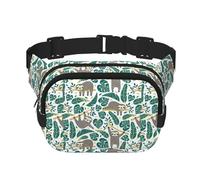 Adorabile bradipo unisex regolabile in vita quadrato doppio strato marsupio per attività all'aperto viaggi corsa escursionismo, Nero , Taglia unica