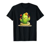 Adorabile Cactus Sorridente con Cuori Kawaii Maglietta