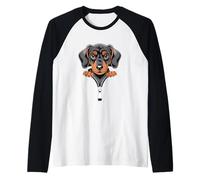 Adorabile cane bassotto che sbircia divertimento Maglia con Maniche Raglan