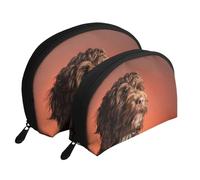 Adorabile cane Cockapoo, Borsa per trucco a conchiglia Portamonete da donna Borsa da toilette piccola Borsa per cosmetici 2 pezzi