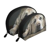 Adorabile cane Labrador, Borsa per trucco a conchiglia Portamonete da donna Borsa da toilette piccola Borsa per cosmetici 2 pezzi