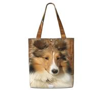 Adorabile cane Sheltie,Borse della spesa riutilizzabili, borse per la spesa, borsa a tracolla in tela di grande capacità