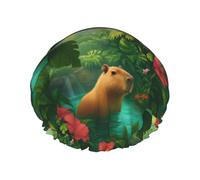 Adorabile capibara in piscina tropicale, cuffia da a a doppio strato, riutilizzabile, impermeabile, comoda ed elegante