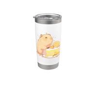 Adorabile Capybara e Yuzu Cake Chibi Kawaii Illustrazione Bicchiere termico in acciaio inox doppia parete