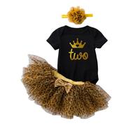 Adorabile completino estivo per bambina, composto da tutina a maniche corte con stampa leopardata e vestito a tre pezzi, perfetto per il servizio fotografico del primo compleanno. (Black, 3-6 Months)
