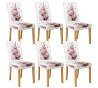 Adorabile coprisedia a forma di gnomo per sedie da pranzo, in spandex elasticizzato e lavabile, con motivo floreale, affascinanti coperture decorative per casa e cucina, 6 pezzi