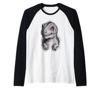 Adorabile cucciolo di dinosauro TRex con occhi arancioni Maglia con Maniche Raglan