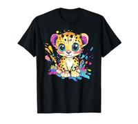 Adorabile cucciolo di leopardo con schizzi colorati Maglietta
