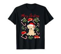 Adorabile Cucciolo Labrador di Natale con Cappello di Babbo Natale Cane Maglietta