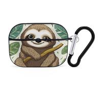 Adorabile custodia per AirPod Pro con bradipo, cover rigida antigraffio in policarbonato con portachiavi, accessorio per AirPod Pro 2°/1° custodia per donne e uomini, stile nero
