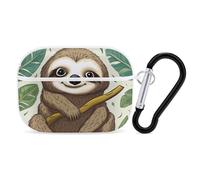 Adorabile custodia per AirPod Pro con bradipo, cover rigida antigraffio in policarbonato con portachiavi, accessorio per AirPod Pro 2°/1° custodia per donne e uomini, stile bianco