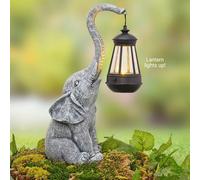 Adorabile Elefante Porta Fortuna Scultura Giardino Con Lantern A Energia Solare
