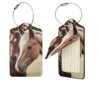 Adorabile etichetta per bagagli a forma di cavallo, 1 per valigia, impermeabile, in pelle, per la privacy, con nome, etichetta identificativa e anello in metallo, etichette per bagagli per donne e