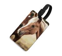 Adorabile etichetta per bagagli con cavallo con nome ID Card in pelle impermeabile etichette per valigie accessori da viaggio per donne adulte uomini