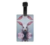 Adorabile etichetta per bagagli con coniglio, 8,4 x 5,3 cm, etichetta rimovibile per la privacy da viaggio