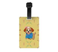 Adorabile etichetta per la privacy della borsa da golf con cane dei cartoni animati, valigetta staccabile (8,4 x 5,3 cm), borsa per la scuola dei bambini, etichetta per borsa sportiva, etichetta per