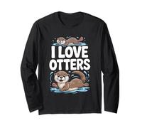 Adorabile Fan degli Animali I Love Otters Maglia a Manica