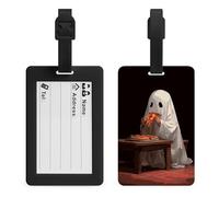 Adorabile fantasma che mangia pizza etichette bagagli borsa etichetta da viaggio