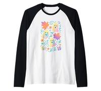 Adorabile Fantasmi con Foglie Halloween Divertimento Maglia con Maniche Raglan
