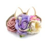 Adorabile fascia for capelli for il giorno di Pasqua delle neonate, orecchie da coniglio, accessori for foto di neonati, graziosa corona di fiori elastica, accessori for capelli da festa(Color2 2pc)