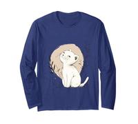 Adorabile Gattino Bianco Felice, Gattino Cartone Animato Maglia a Manica