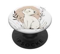Adorabile gattino bianco felice, gattino cartone animato PopSockets PopGrip Adesivo