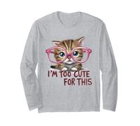 Adorabile Gattino con Occhiali e Citazione Carina Maglia a Manica