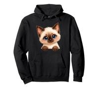 Adorabile Gattino Siamese Acquerello Felino Felpa con Cappuccio