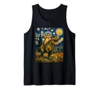 Adorabile Gatto Che cavalca Dinosauro Van Gogh Notte Stellata Ispirato Canotta