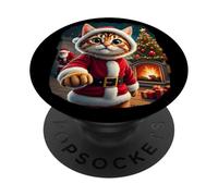 Adorabile gatto di Natale Fistbump Babbo Natale dolce zampa di gattino PopSockets PopGrip Adesivo