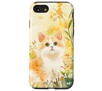 Adorabile gatto in giardino fiorito scena beata Custodia per iPhone SE (2020) / 7 / 8