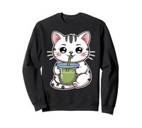Adorabile Gatto Kawaii Bere Matcha Felpa
