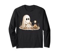 Adorabile Ghost Roasting Marshmallow Falò Maglia a Manica