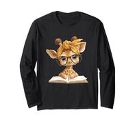 Adorabile Giraffa Che Legge Il Topo di Biblioteca Maglia a Manica