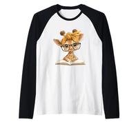 Adorabile Giraffa Che Legge Il Topo di Biblioteca Maglia con Maniche Raglan