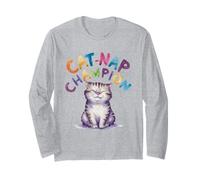 Adorabile Grafica Cat-Nap Champion Design Maglia a Manica