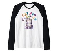 Adorabile Grafica Cat-Nap Champion Design Maglia con Maniche Raglan